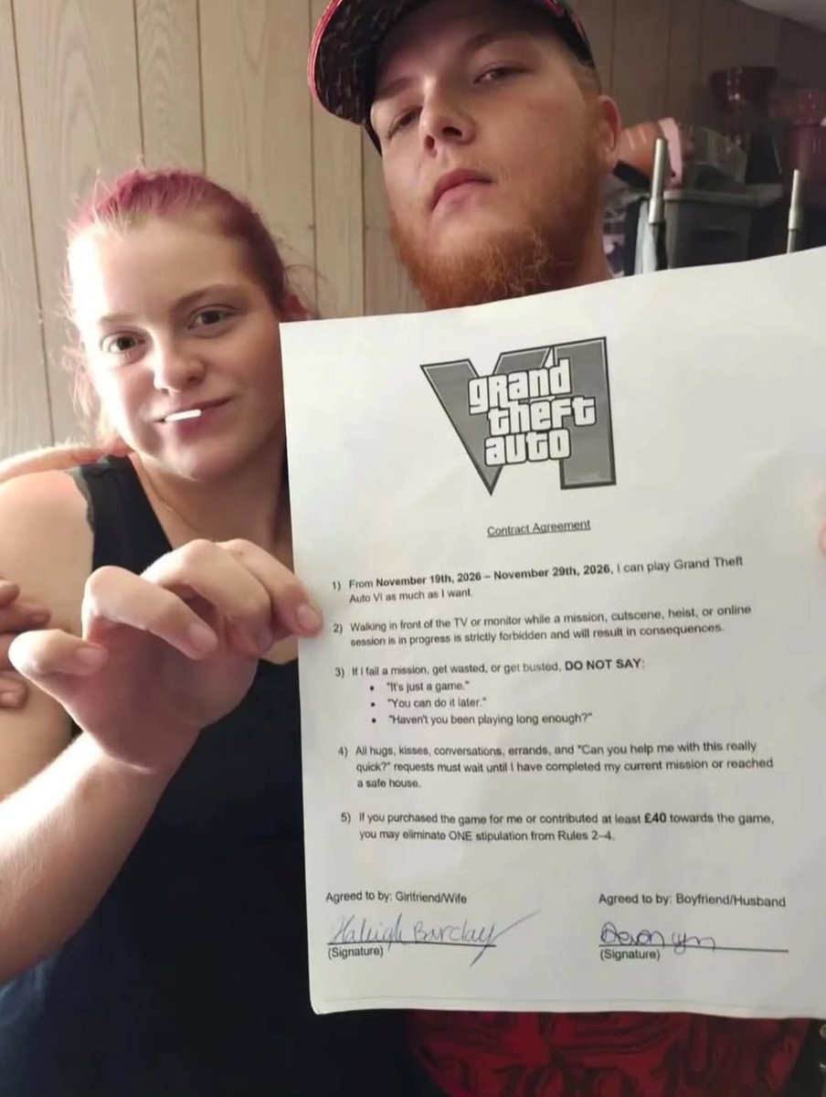 GTA6下月就发售 情侣签游戏协议 这十条生存规则赶紧看